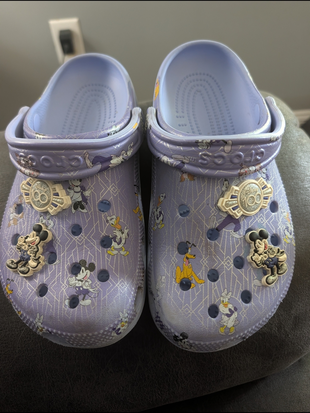 Disney women's purple 100th Anniversary Crocs with Jibbitz - Picture 2 of 6